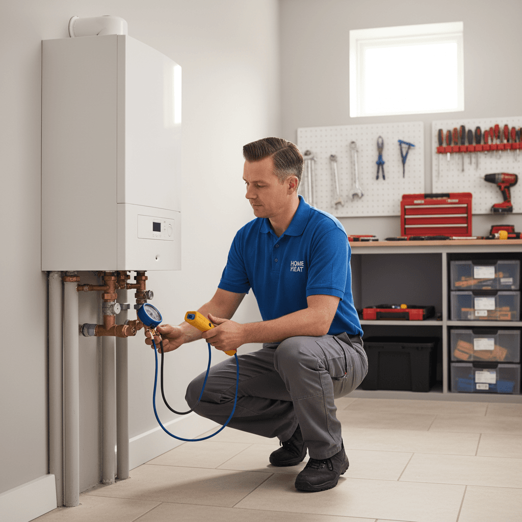 Gas Installation & Repair - Engineer inspecting boiler system