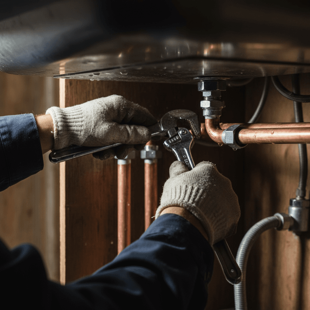 Plumbing Solutions - Plumber installing copper pipe connections